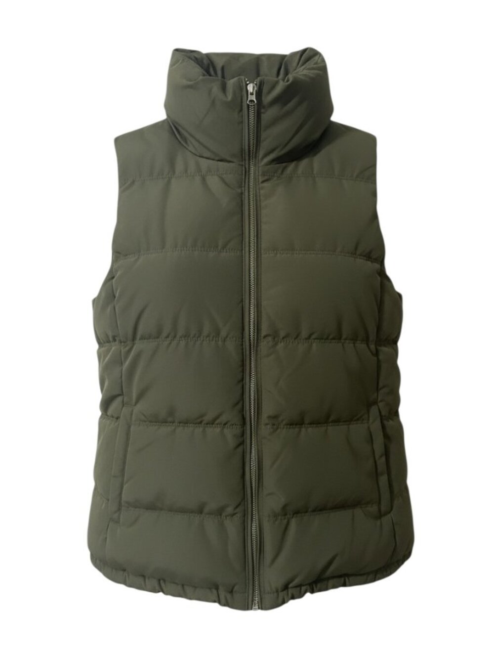 Old Navy Puffer Vest Olive Green Full Zip Women's Size Large